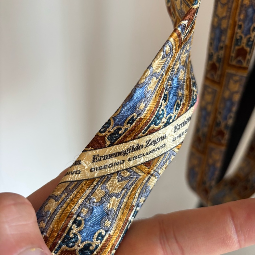 Ermenegildo Zegna Bronze Architecture Window Luxury Silk Tie 59” Long 4” Wide - Picture 6 of 8